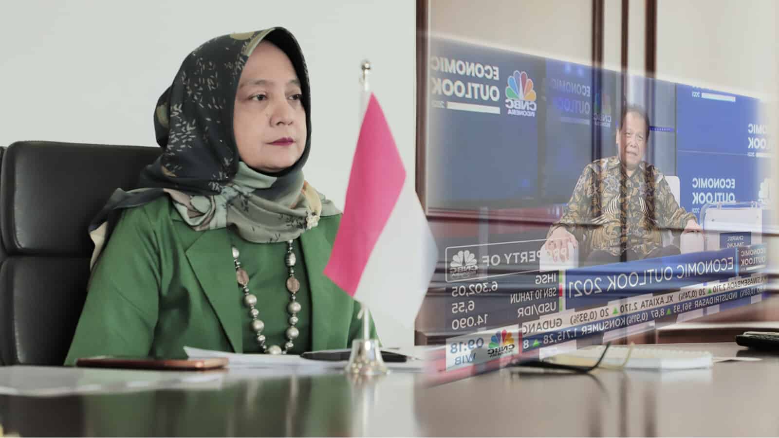 Kepala Eksekutif LPS, Lana Soelistianingsih, dalam kegiatan Economic Outlook 2021